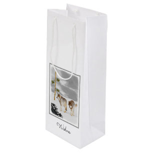 Sac Cadeau Pour Bouteille Loups en peinture sur neige - Art original de la f