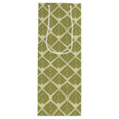 Sac Cadeau Pour Bouteille Lumière Motif carré feuille or Lime (Devant)