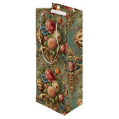 Sac Cadeau Pour Bouteille Luxe - Design floral gothique (Dos Angle)