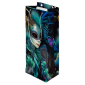 Sac Cadeau Pour Bouteille Madame Masquerade Turquoise (Dos Angle)