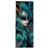 Sac Cadeau Pour Bouteille Madame Masquerade Turquoise (Devant)