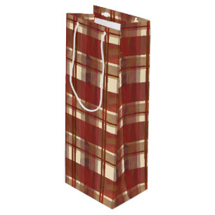 Sac Cadeau Pour Bouteille Madras Plaid Fall Red