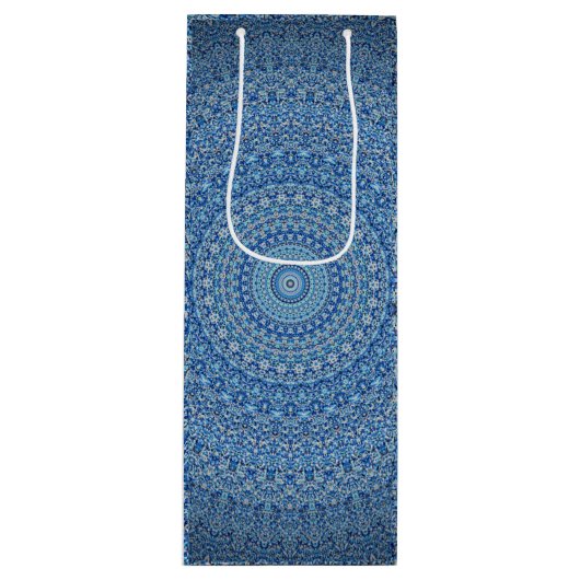 Sac Cadeau Pour Bouteille Mandala bleu (Devant)