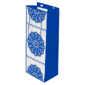 Sac Cadeau Pour Bouteille Mandala en bleu (Devant Angle)