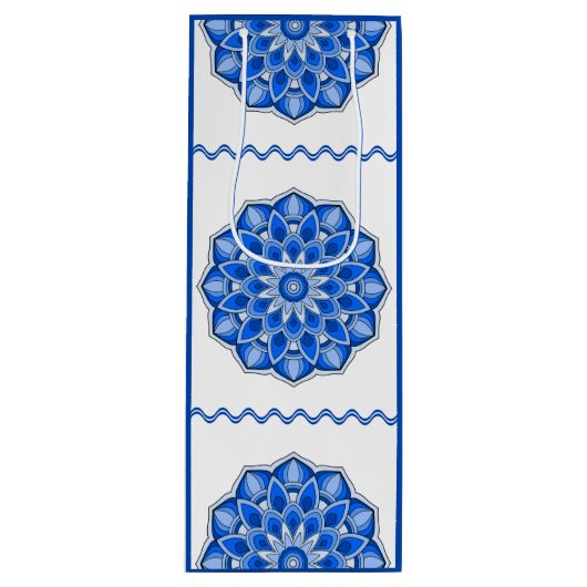 Sac Cadeau Pour Bouteille Mandala en bleu (Devant)