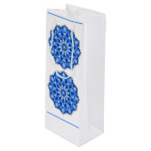 Sac Cadeau Pour Bouteille Mandala en bleu (Devant Angle)