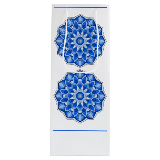 Sac Cadeau Pour Bouteille Mandala en bleu (Devant)
