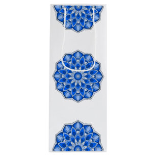 Sac Cadeau Pour Bouteille Mandala en bleu