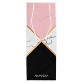 Sac Cadeau Pour Bouteille Marbre blanc Avec Lignes Dorées (Dos)