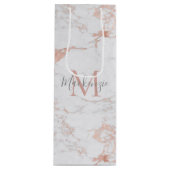 Sac Cadeau Pour Bouteille Marbre élégant et or Rose (Devant)