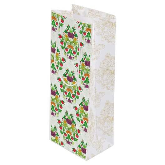 Sac Cadeau Pour Bouteille Marché Fraîche Damas (Devant Angle)