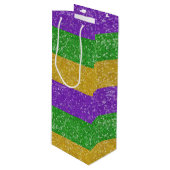 Sac Cadeau Pour Bouteille Mardi Gras Couleurs Parties scintillant Bling (Devant Angle)