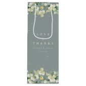 Sac Cadeau Pour Bouteille Mariage d'hiver Seafoam Green Snowberry+Eucalyptus (Devant)