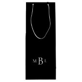 Sac Cadeau Pour Bouteille Mariage Monogramme noir et blanc (Dos)