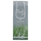 Sac Cadeau Pour Bouteille Mariage pins d'hiver vert gris art merci (Devant)
