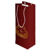 Sac Cadeau Pour Bouteille Mariage Royal Burgundy Gold Peacock (Dos Angle)