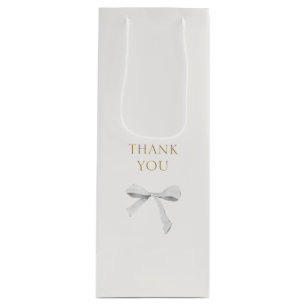 Sac Cadeau Pour Bouteille Merci de Mariage à ruban blanc tendance