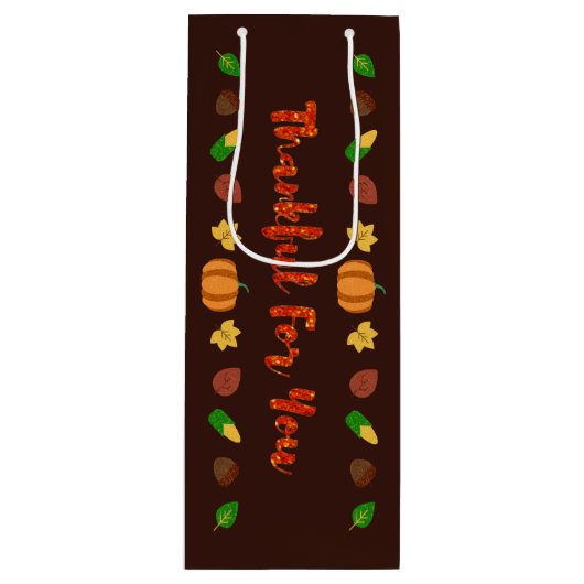 Sac Cadeau Pour Bouteille Merci Pour Vous, Thanksgiving (Devant)