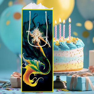 Sac Cadeau Pour Bouteille Mermaid Dragon Imaginaire bleu