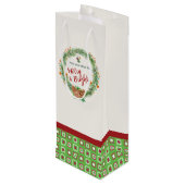 Sac Cadeau Pour Bouteille Merry & Bright Christmas Wreath (Dos Angle)