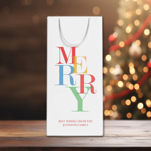 Sac Cadeau Pour Bouteille MERRY Bright Colorful Typography Festival