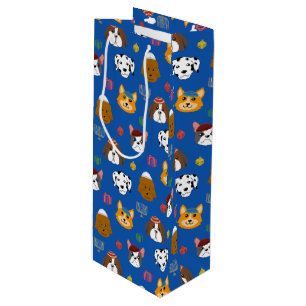 Sac Cadeau Pour Bouteille Mignonne Hannukah Chien Motif