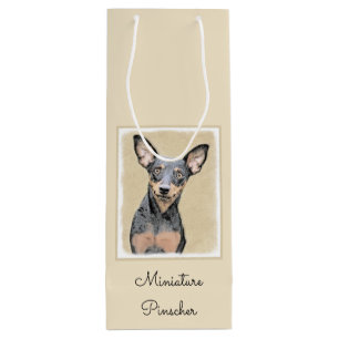 Sac Cadeau Pour Bouteille Miniature Pinscher Peinture mignonne Chien Art ori