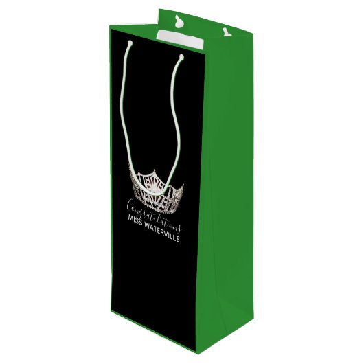 Sac Cadeau Pour Bouteille Miss America Silver Crown Green Cadeau Sac-Haut (Dos Angle)