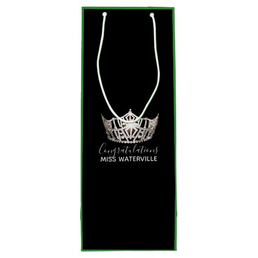Sac Cadeau Pour Bouteille Miss America Silver Crown Green Cadeau Sac-Haut (Dos)