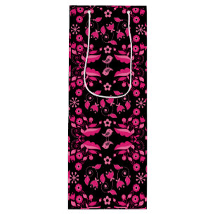 Sac Cadeau Pour Bouteille Modèle floral rose moderne scandinave