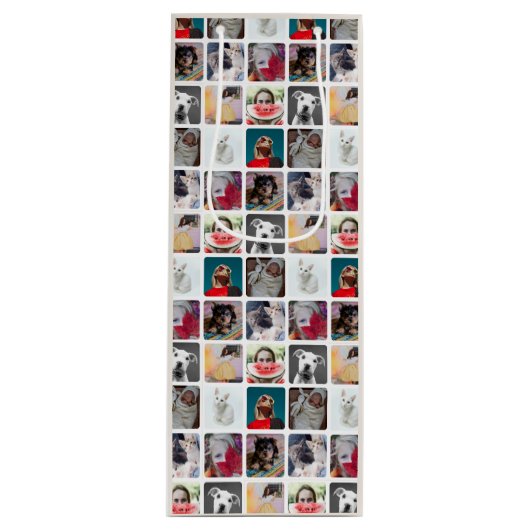 Sac Cadeau Pour Bouteille Modern Multi Photo Square Insta Pattern (Devant)