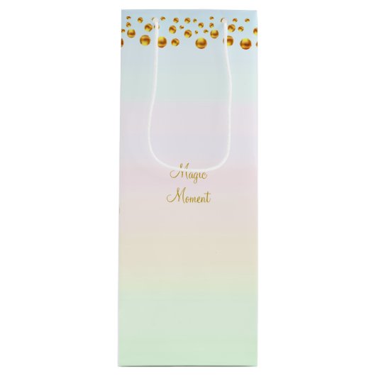 Sac Cadeau Pour Bouteille Moment magique & Confetti or (Devant)