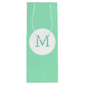 Sac Cadeau Pour Bouteille Monnaie verte Monogramme blanc élégant Modèle (Dos)