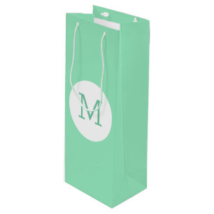 Sac Cadeau Pour Bouteille Monnaie verte Monogramme blanc élégant Modèle