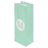 Sac Cadeau Pour Bouteille Monogramme blanc couleur verte à la menthe moderne (Dos Angle)