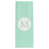 Sac Cadeau Pour Bouteille Monogramme blanc couleur verte à la menthe moderne (Dos)