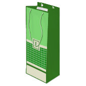Sac Cadeau Pour Bouteille Monogramme de chèque vert moderne (Dos Angle)