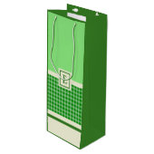 Sac Cadeau Pour Bouteille Monogramme de chèque vert moderne (Devant Angle)