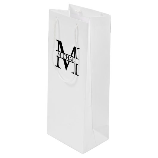 Sac Cadeau Pour Bouteille Monogramme et nom personnalisés (Devant Angle)