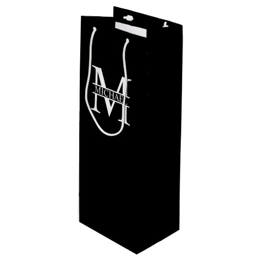 Sac Cadeau Pour Bouteille Monogramme et nom personnalisés (Devant Angle)