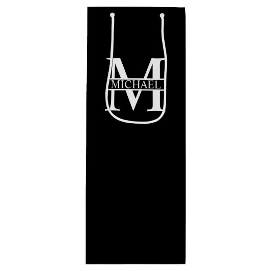 Sac Cadeau Pour Bouteille Monogramme et nom personnalisés (Devant)