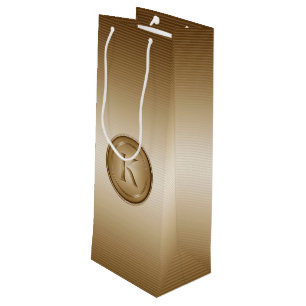 Sac Cadeau Pour Bouteille Monogramme "Lettre K"