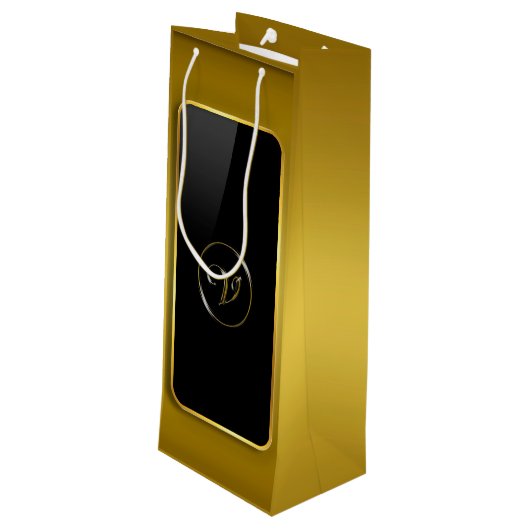 Sac Cadeau Pour Bouteille Monogramme "Lettre V" (Dos Angle)