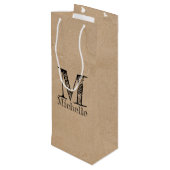 Sac Cadeau Pour Bouteille Monogramme Rustique Kraft papier Brown Look (Dos Angle)