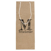 Sac Cadeau Pour Bouteille Monogramme Rustique Kraft papier Brown Look (Dos)