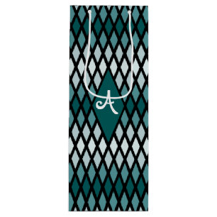 Sac Cadeau Pour Bouteille Monogramme turquoise Ombre Diamant