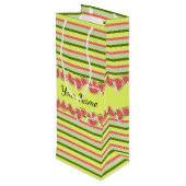 Sac Cadeau Pour Bouteille Morceaux de Pastèque Rayure Nom Classique (Dos Angle)