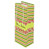 Sac Cadeau Pour Bouteille Morceaux de Pastèque Rayure Nom Classique (Devant Angle)