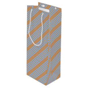 Sac Cadeau Pour Bouteille Motif à cinq bandes bleu et brun