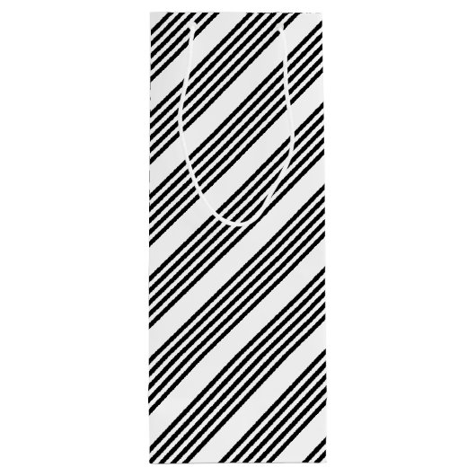 Sac Cadeau Pour Bouteille Motif à cinq bandes noir et blanc (Dos)